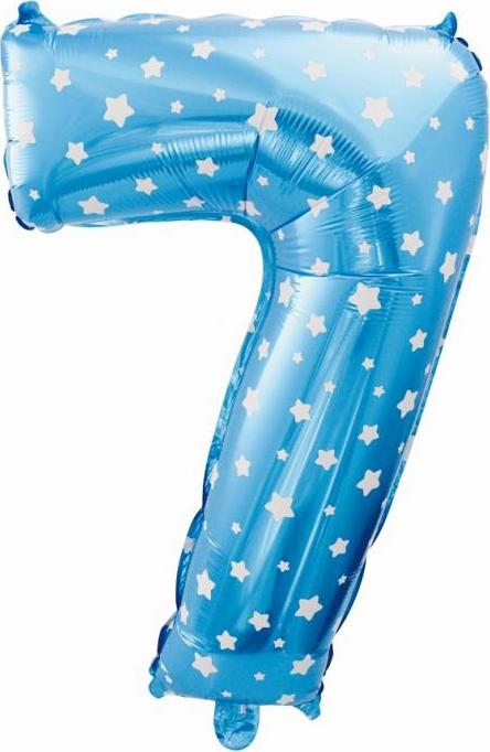 Godan / balloons Fóliový balónek "Digit 7", modrý s hvězdičkami, 61 cm KK