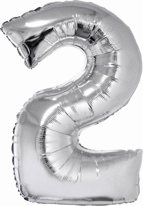 Godan / balloons Chytrý fóliový balónek, číslo 2, stříbrný, 76 cm