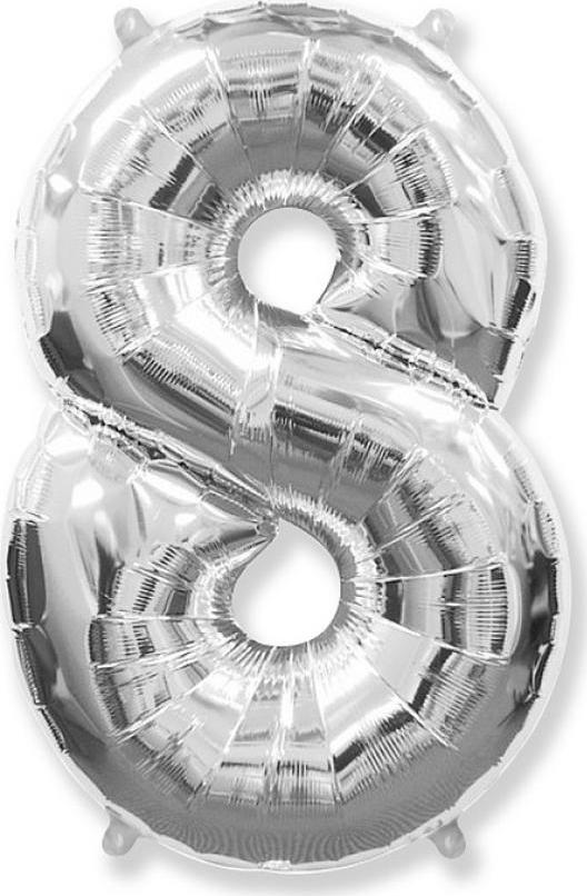 Flexmetal Balónek fóliový FX - "Číslo 8" stříbrný 85 cm KK