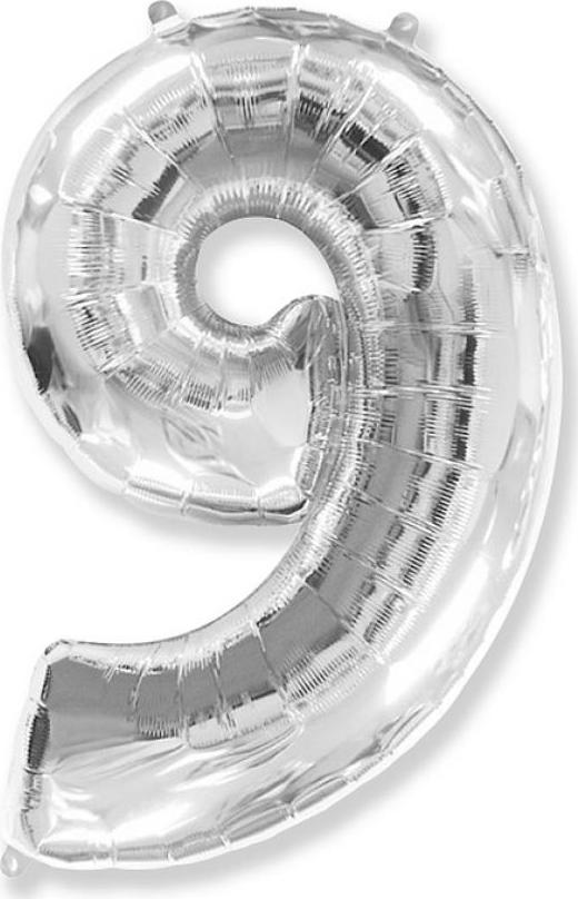 Flexmetal Balónek fóliový FX - "Číslo 9" stříbrný 85 cm KK