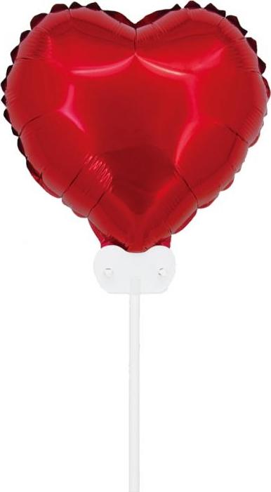 Godan / balloons Fóliový balónek "Srdce", 11", červený, s tyčkou a ventilem