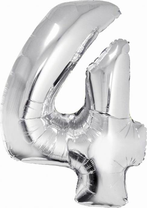 Godan / balloons Chytrý fóliový balónek, číslo 4, stříbrný, 76 cm