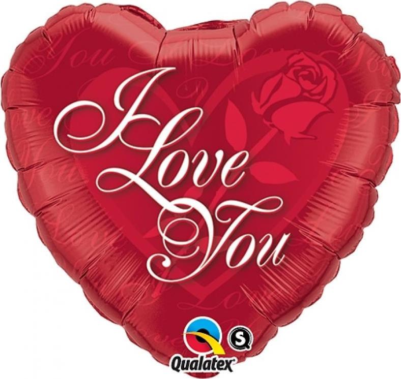 Qualatex Fóliový balónek 18" QL HRT "Miluji tě na růži".