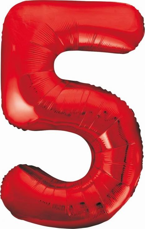 Godan / beauty & charm B&C fóliový balónek číslo 5, červený, 85 cm