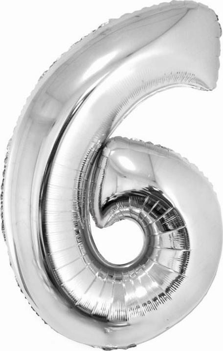 Godan / balloons Chytrý fóliový balónek, číslo 6, stříbrný, 76 cm