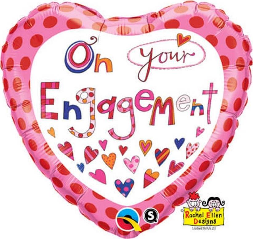 Qualatex Fóliový balónek 18" QL HRT "On Your Engagement