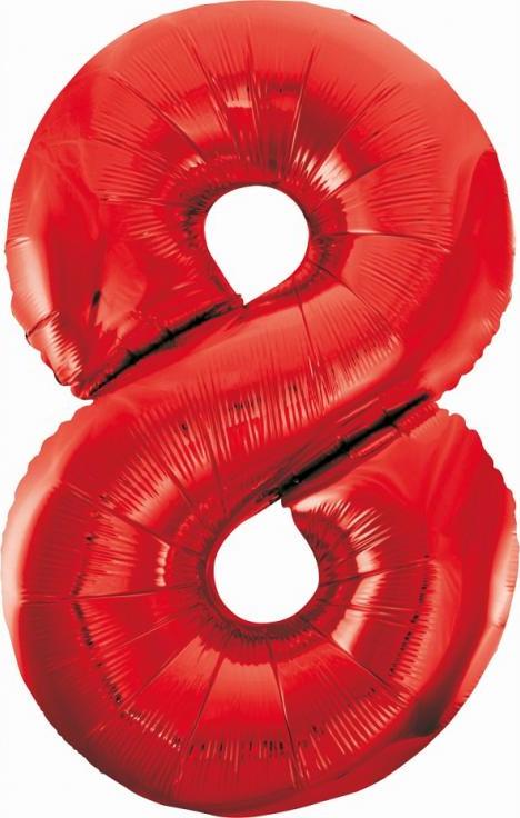 Godan / beauty & charm B&C fóliový balónek číslo 8, červený, 85 cm