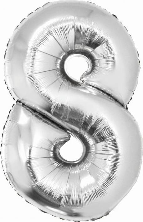 Godan / balloons Chytrý fóliový balónek, číslo 8, stříbrný, 76 cm