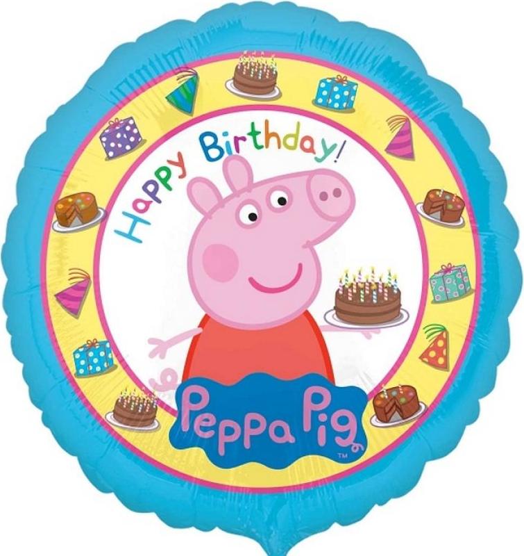 Amscan Fóliový balónek 18&#39;&#39; CIR - "Peppa Pig Happy Birthday