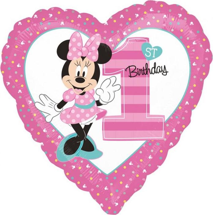 Amscan Fóliový balónek 18" HRT - "Minnie Mouse 1st Birthday