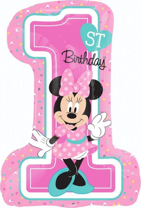 Amscan Fóliový balónek 36" SHP - "Minnie Mouse 1. narozeniny".
