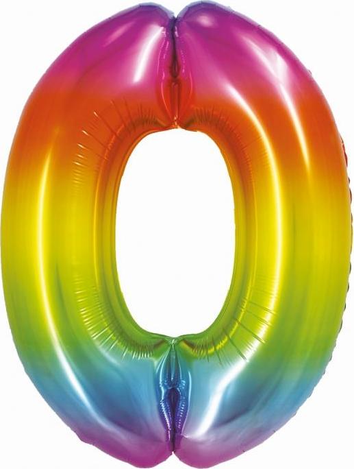 Godan / balloons Chytrý fóliový balónek, číslo 0, duha, 76 cm