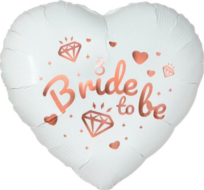 Fóliový balónek Bride To Be (bílé srdce), 18