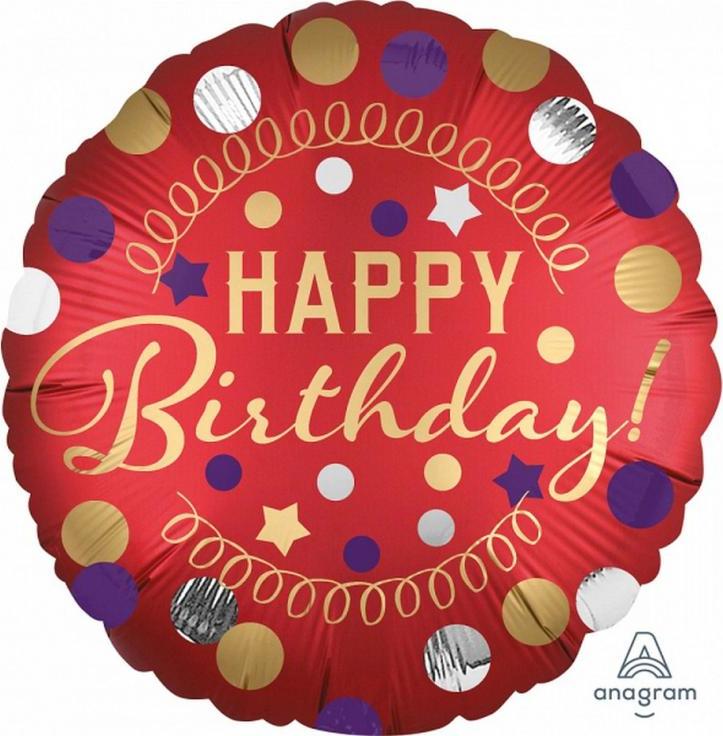 Amscan SHP XL "Happy Birthday" červený fóliový balonek Satin Party, balený