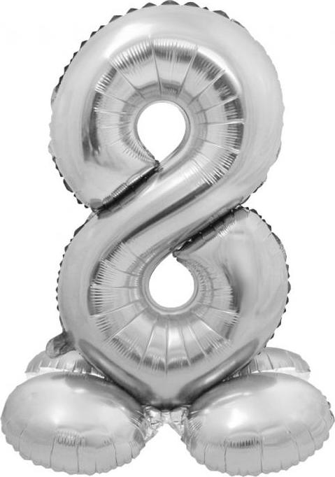 Godan / balloons Chytrý fóliový balónek, Stojací číslo 8, stříbrný, 72 cm KK