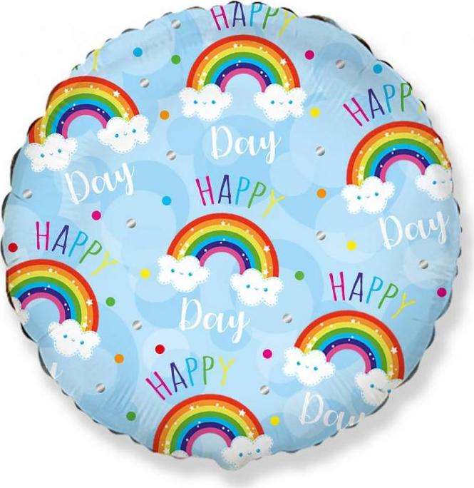 Fóliový balónek 18" FX - Happy Day - duhový, modrý