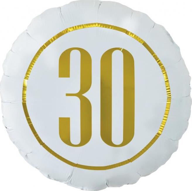 Fóliový balónek "30" (bílý), 18