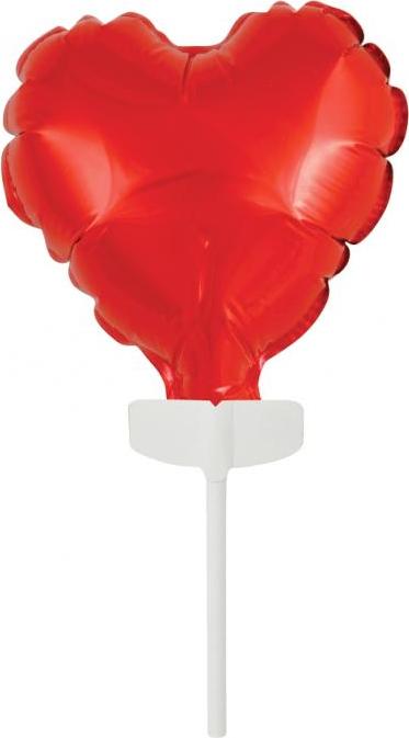 Godan / balloons Balónek fóliový 8 cm, srdce na špejli, červený