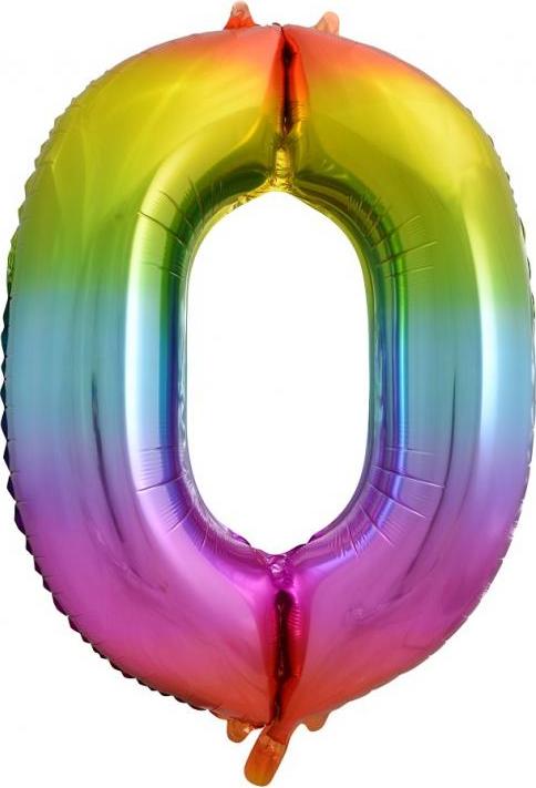 Godan / beauty & charm B&C fóliový balónek číslo 0, duha, 85 cm (2 barevné verze)