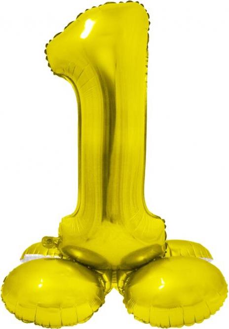 Godan / balloons Chytrý fóliový balónek, stojící číslo 1, zlatý, 72 cm KK