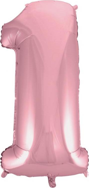Godan / balloons Fóliový balónek "Number 1", růžový, 92 cm
