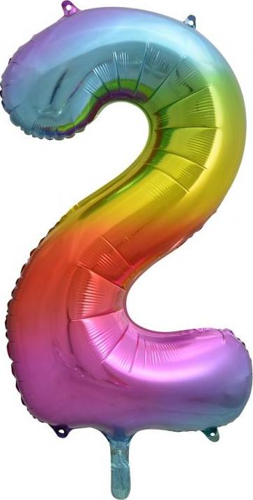 Godan / beauty & charm B&C Number 2 fóliový balónek, duha, 85 cm (2 barevné verze)