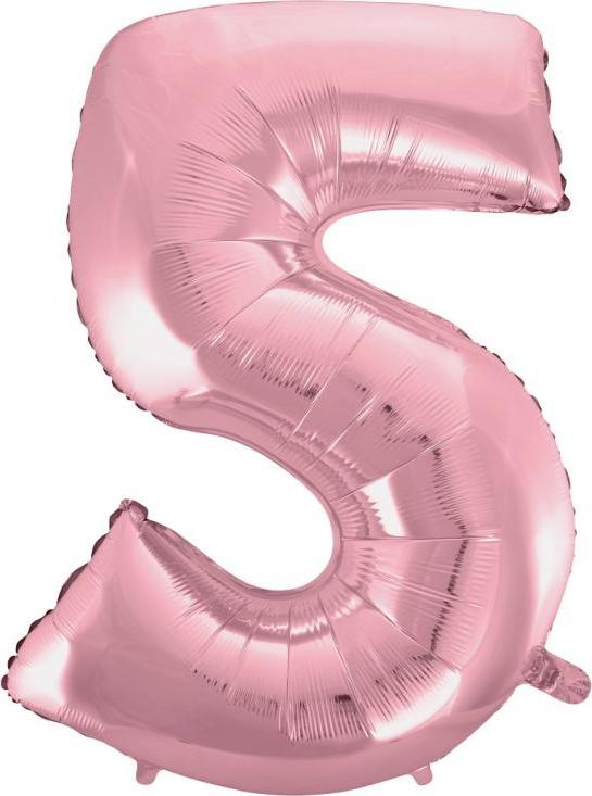 Godan / balloons Fóliový balónek "Digit 5", růžový, 92 cm