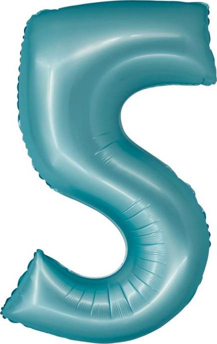 Godan / balloons Chytrý fóliový balónek, číslo 5, matně modrý, 76 cm
