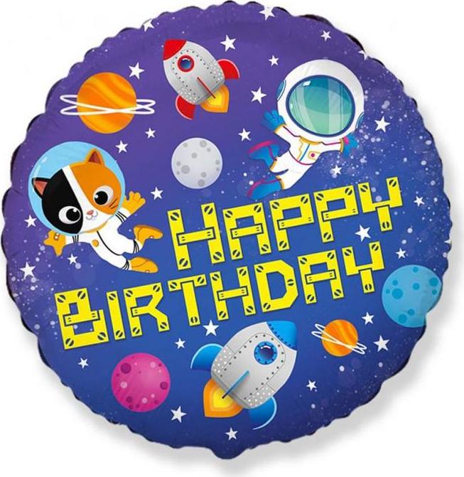 Fóliový balónek 18" FX - Happy Birthday - Space