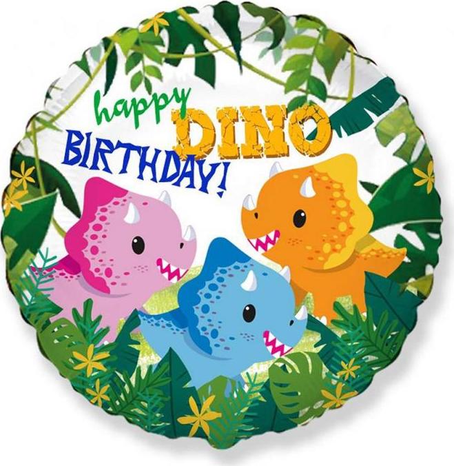 Fóliový balónek 18" FX - Happy Birthday - Dino