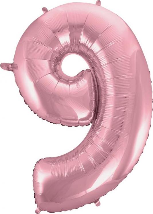 Godan / balloons Fóliový balónek "Number 9", růžový, 92 cm