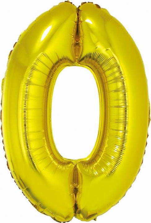 Godan / balloons Chytrý fóliový balónek, číslo 0, zlatý, 76 cm