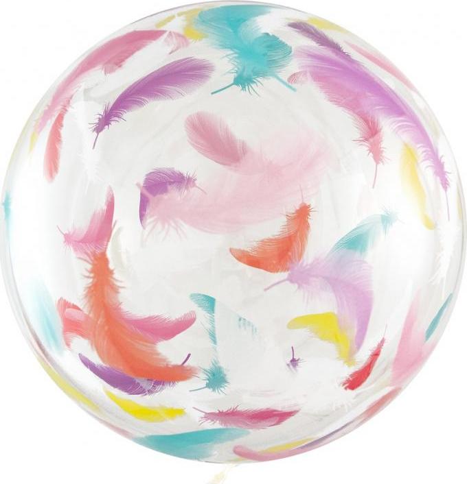 Godan / balloons Aqua balónek - krystal, barevné peří, 20