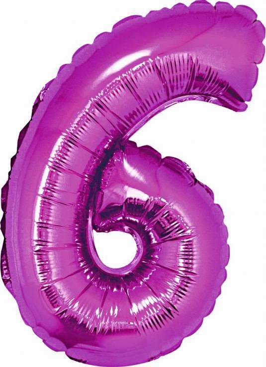 Godan / balloons Fóliový balónek "Digit 6", růžový, 35 cm KK