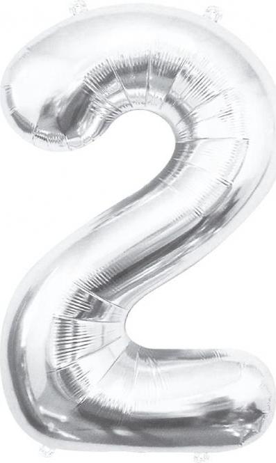 Godan / balloons B&C fóliový balónek číslo 2, stříbrný, 85 cm
