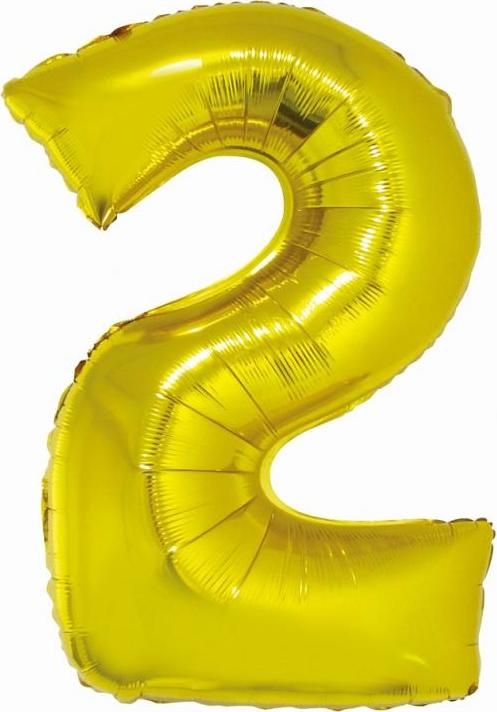 Godan / balloons Chytrý fóliový balónek, číslo 2, zlatý, 76 cm