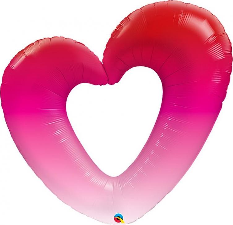 Qualatex 42" fóliový balónek QL Pink Ombre Heart
