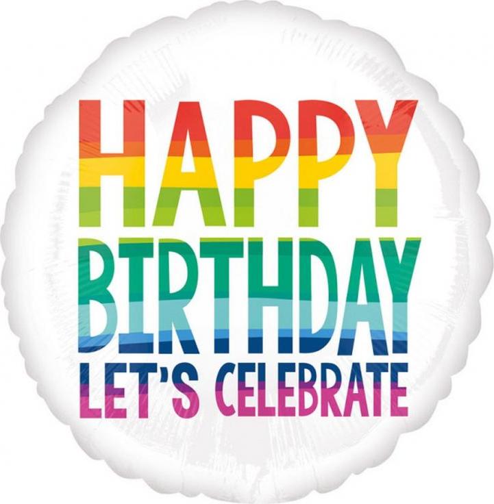 Amscan Balónek fóliový 18" CIR "Happy Birthday Let&#39;s Celebrate", balený