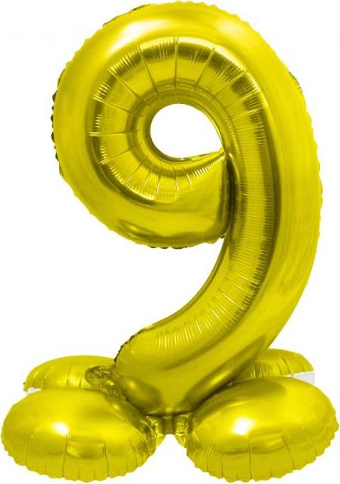 Godan / balloons Chytrý fóliový balónek, stojící číslo 9, zlatý, 72 cm KK