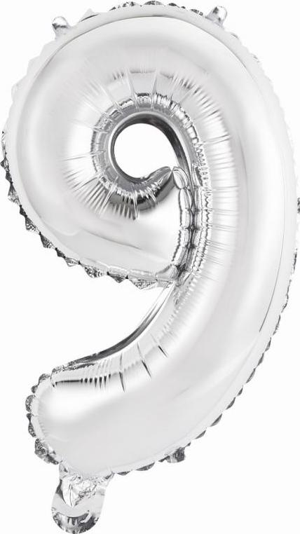 Godan / balloons Balónek fóliový "Číslo 9", stříbrný, 35 cm KK