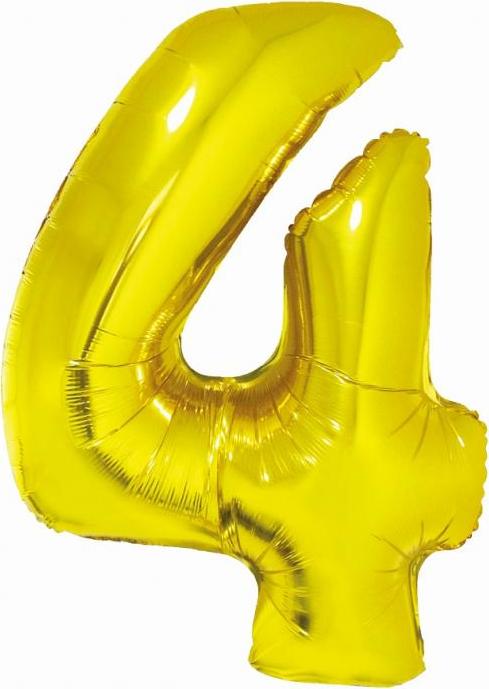 Godan / balloons Chytrý fóliový balónek, číslo 4, zlatý, 76 cm