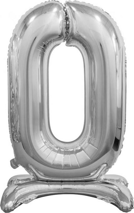 Godan / balloons B&C fóliový balónek Stojací číslo 0, stříbrný, 74 cm