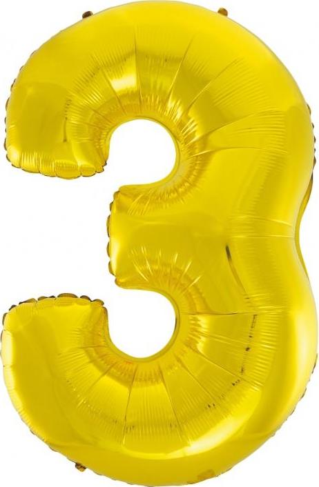 Godan / balloons B&C fóliový balónek "Digit 3", zlatý, 92 cm