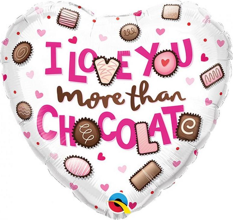 Qualatex Fóliový balónek 18" QL HRT I Love You More Than Chocolate