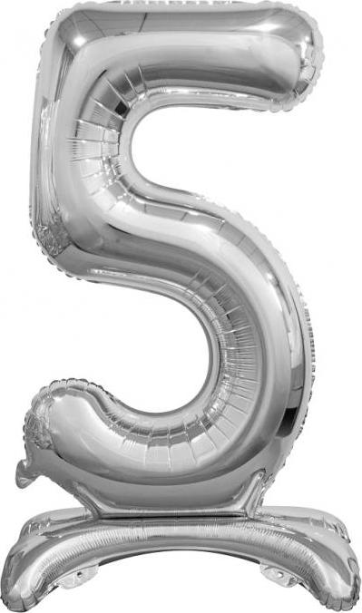 Godan / balloons Fóliový balónek B&C Stojací číslo 5, stříbrný, 74 cm