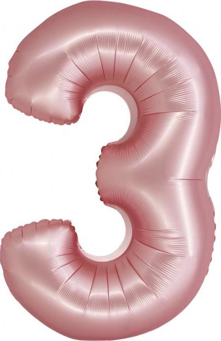 Godan / balloons Chytrý fóliový balónek, číslo 3, matně růžový, 76 cm