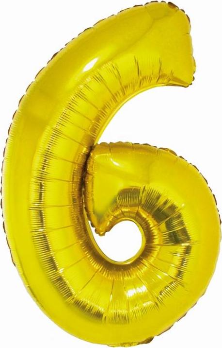 Godan / balloons Chytrý fóliový balónek, číslo 6, zlatý, 76 cm