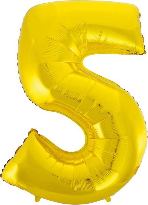 Godan / balloons B&C fóliový balónek "Digit 5", zlatý, 92 cm