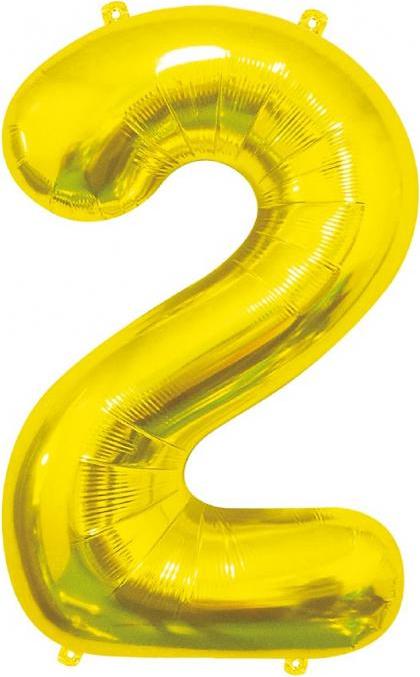 Godan / balloons B&C fóliový balónek číslo 2, zlatý, 85 cm