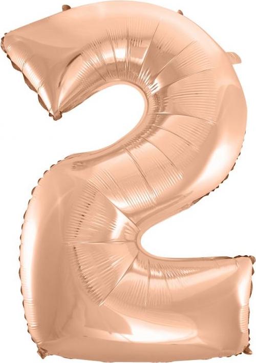Godan / balloons B&C fóliový balónek "Digit 2", růžový a zlatý, 92 cm